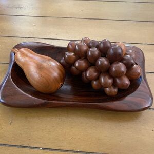 Vintage wooden fruit plate